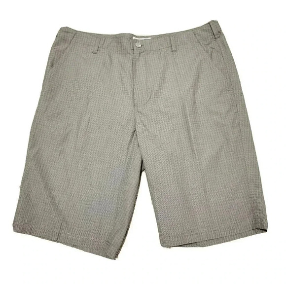 Calvin Klein Bermuda Shorts 38 Men's Cotton Gray Plaid Check 12" Inseam 4 Pocket - Picture 1 of 3